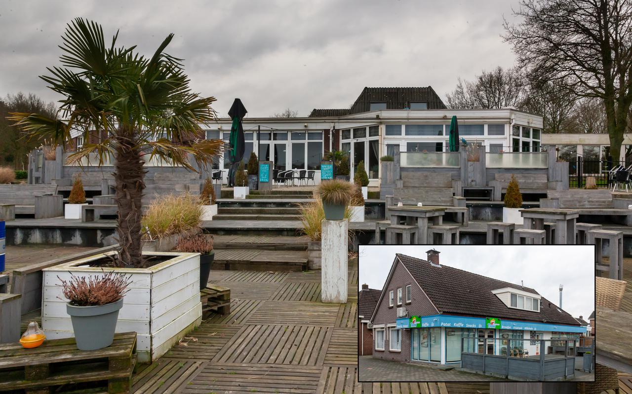 Twee bekende horecagelegenheden in Hollandscheveld staan te koop: Partycentrum Schoonhoven en Snackhouse Toppie (inzet).