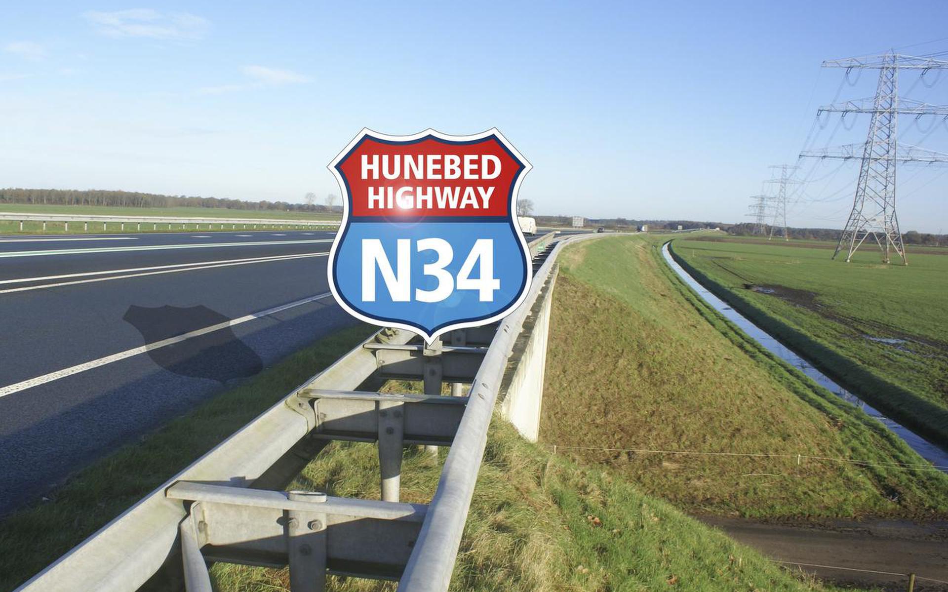 De Hunebed Highway ter hoogte van de aansluiting met de Frieslandroute (N381).