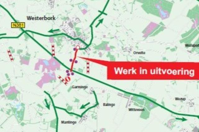 Hoogeveenseweg (N374) bij Westerbork gaat op de schop