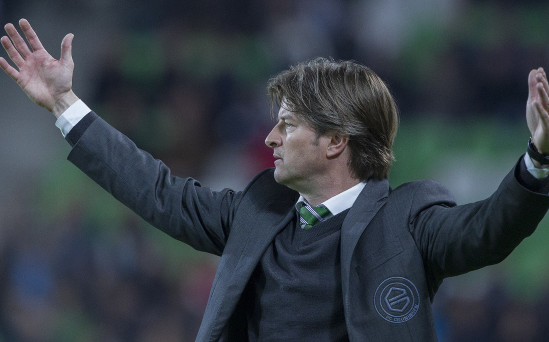 Pieter Huistra als trainer van FC Groningen.