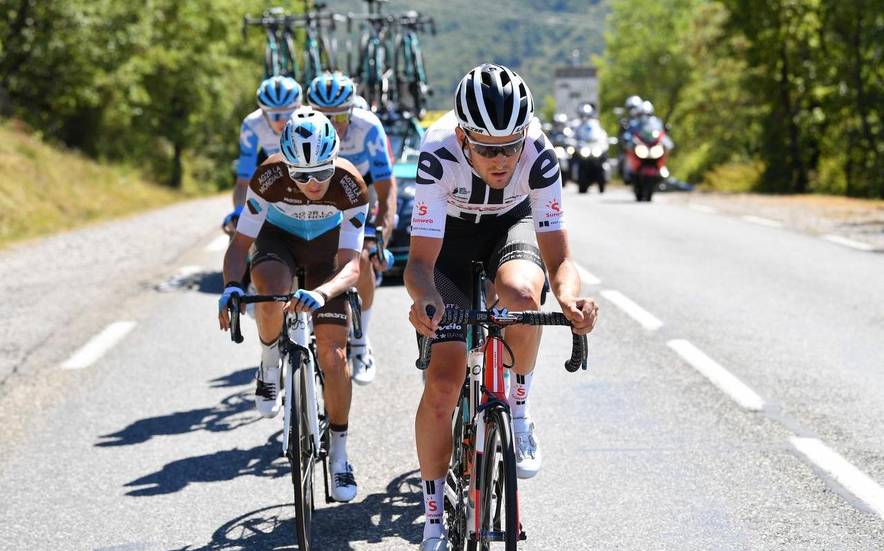 Tiesj Benoot tijdens de vierde etappe van de Tour de France. Tiesj Benoot tijdens de vierde etappe van de Tour de France.