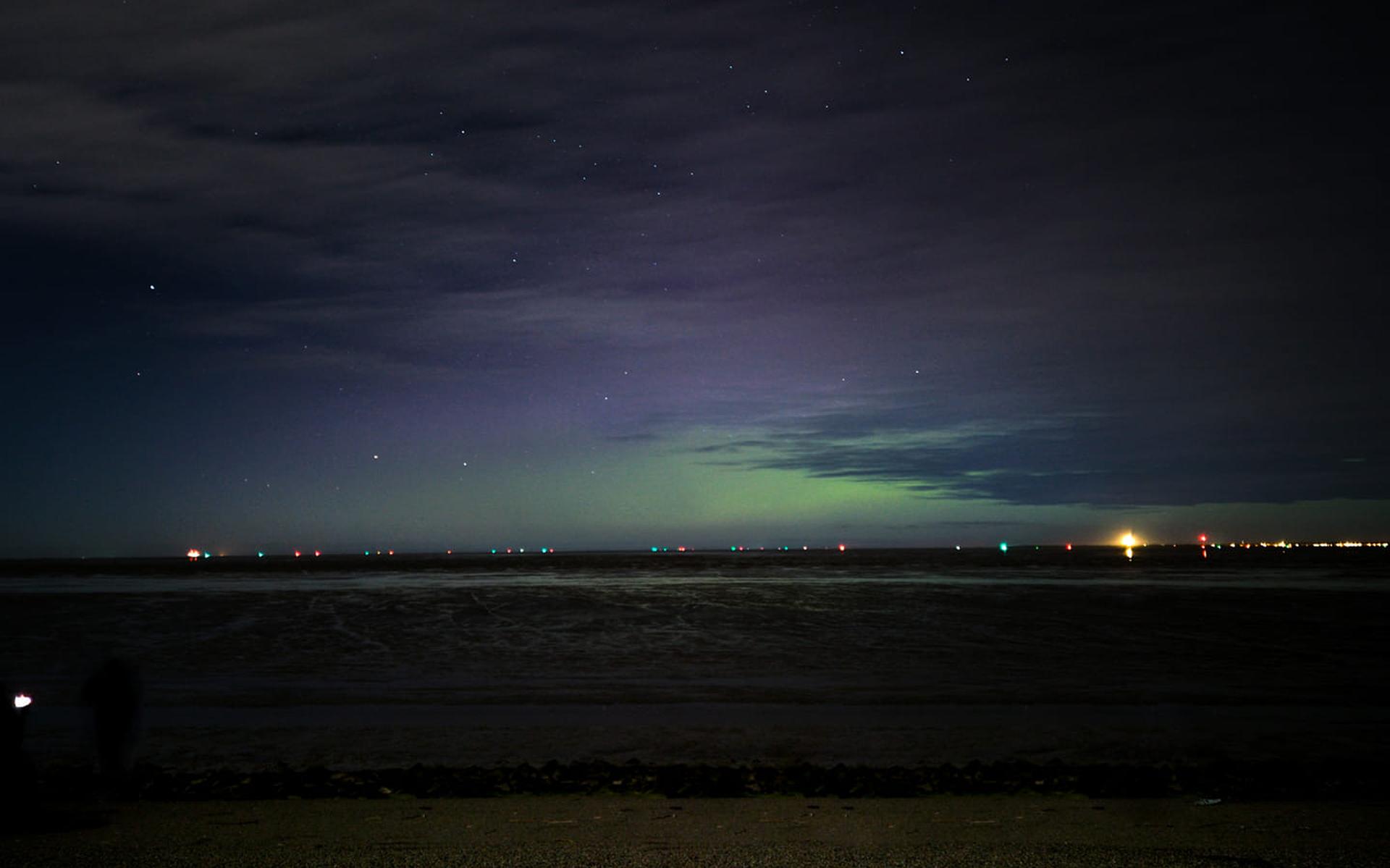 Noorderlicht bij Lauwersoog maandagavond. Foto van Benny Niemeijer